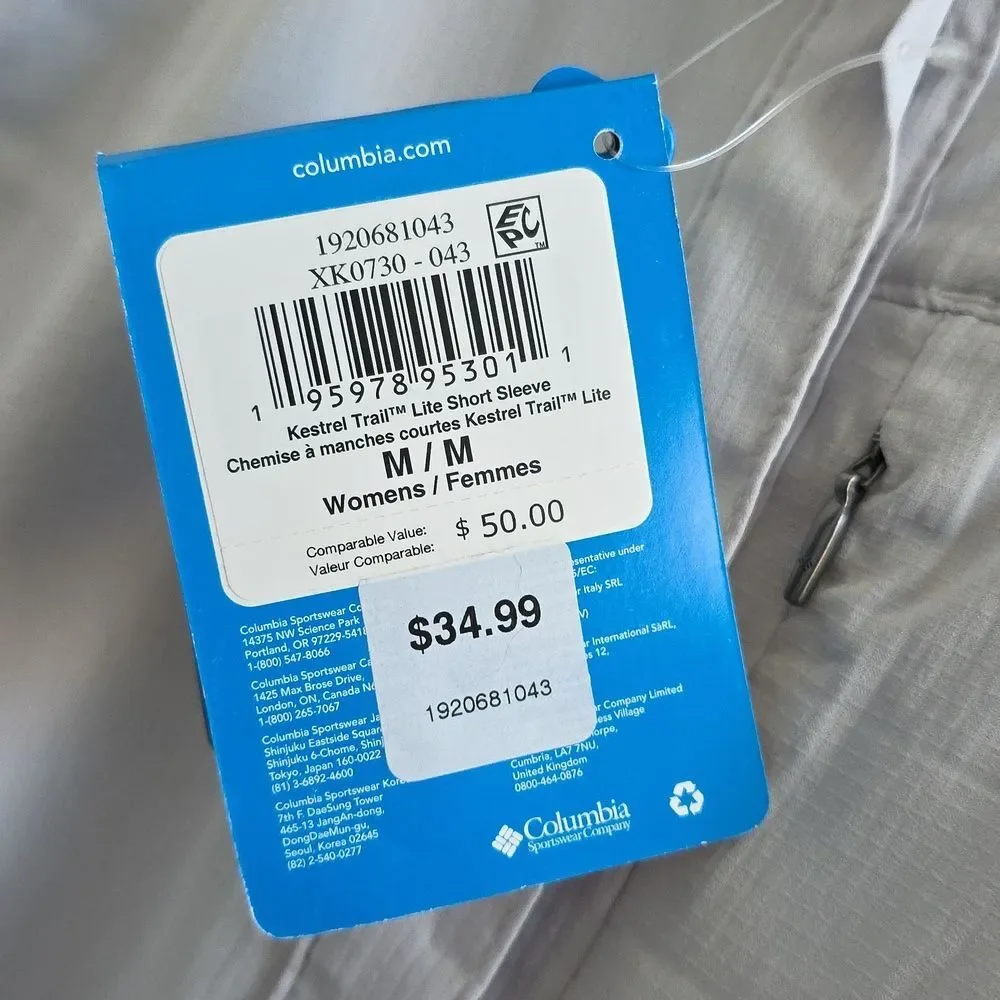 Columbia Kestrel Trail Shirt Light Grey Size M - Picture 3 of 9